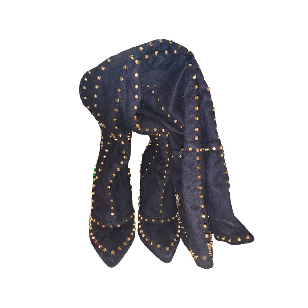 Gold Studded Black Boots